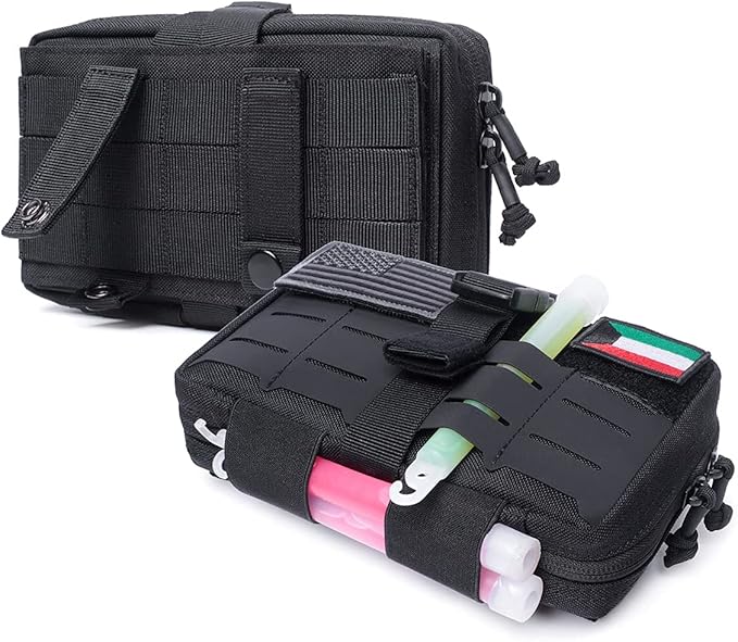 Tactical Multi-Purpose Molle Admin Pouch EDC Pouch Military Waist Belt Modular Utility Tools Bag Organizer First Aid Pouch Laser-Cut Style Molle Attachment Ready…