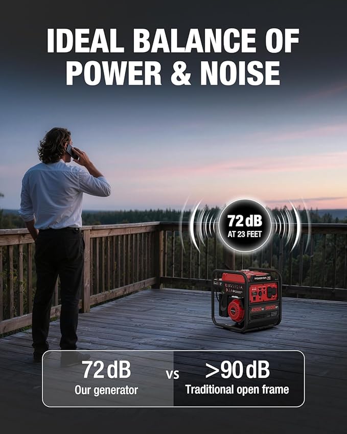 PowerSmart 4300-Watt Portable Generator with Inverter Technology 3500W Rated 223cc 4-Stroke Gas Powered Engine 30 Amp for Home Backup Camping Emergency