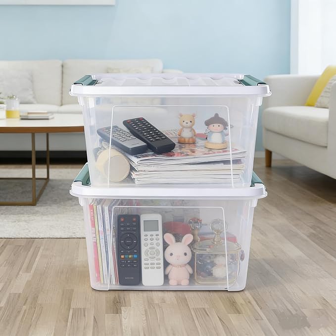 Xyskin 6-Pack 20 Quart Plastic Storage Boxes Latching Storage Bin Box Clear