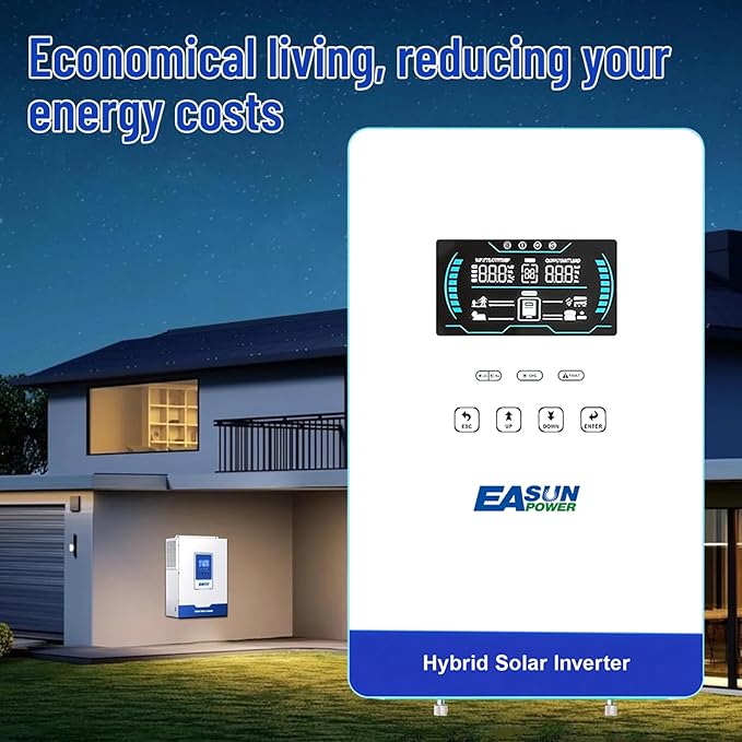 POWLAND 4000W Solar Hybrid Inverter Pure Sine Wave Inverter 24V to 110V/120V &amp Built-in 60A MPPT Controller Work with 24V Lead Acid/LiFePO4 for Homes RVs