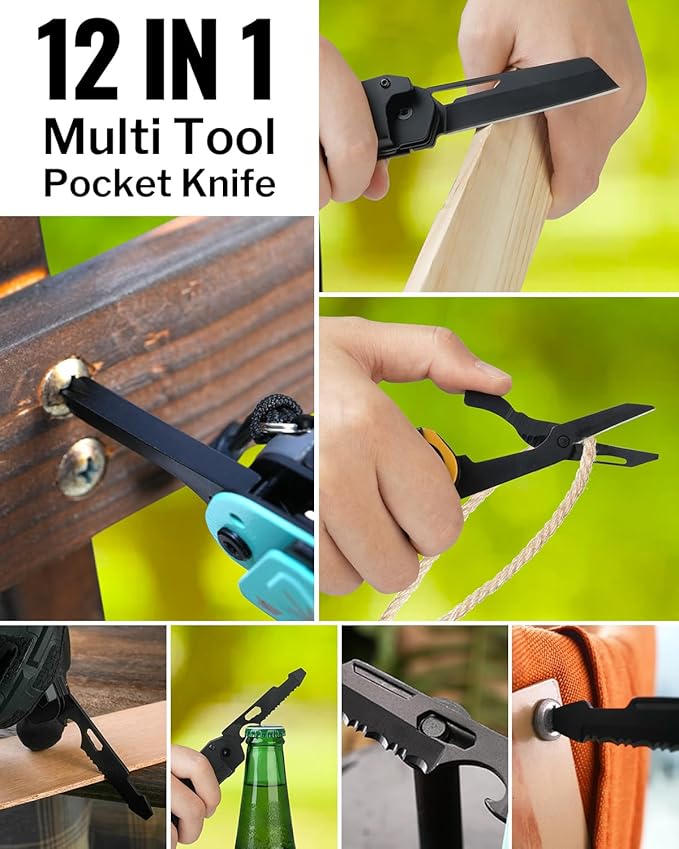 VIPERADE VAK4 Multitool Pocket Knife for Men Multifunctional 21-in-1 Multitool Pocket Knife with Pouch Outdoor Camping Survival and Everyday Use (K4-Yellow)