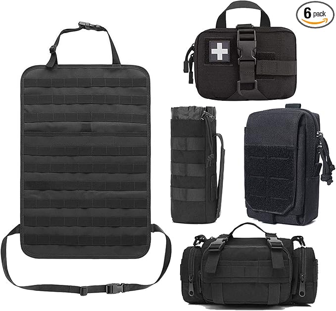 Molle Seat Back Organizer Tactical Seat Covers with Pouches Molle Tactical Vehicle Organizers Panel Car Seat Covers Protector for Truck