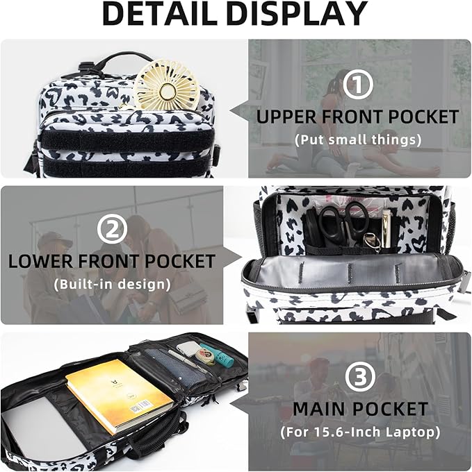 25L Small Military Tactical Backpacks For Men Camping Hiking Trekking Daypack With Bottle Pouch Bug Out Bag Lage MOLLE DayPack - 25L Heart Print Work Pack Daily Backpack