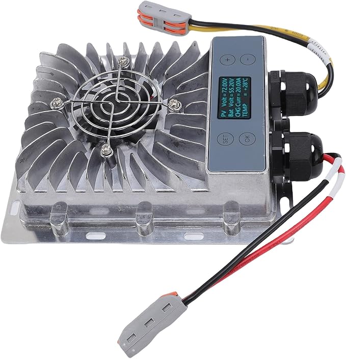 Boost Step Down MPPT Solar Charging Controller 1200W 24V-72V with Adjustable Output Voltage LCD Display &amp Cooling Fan for Lithium Battery RV Solar Energy Systems IP65