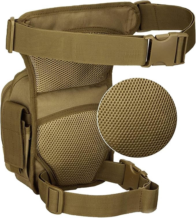 Tactical Drop Leg Bag for Men Women Military Thigh Pouch Outdoor Motorcycle Riding Hiking Waist Fanny Pack Travel Bag(Brown)