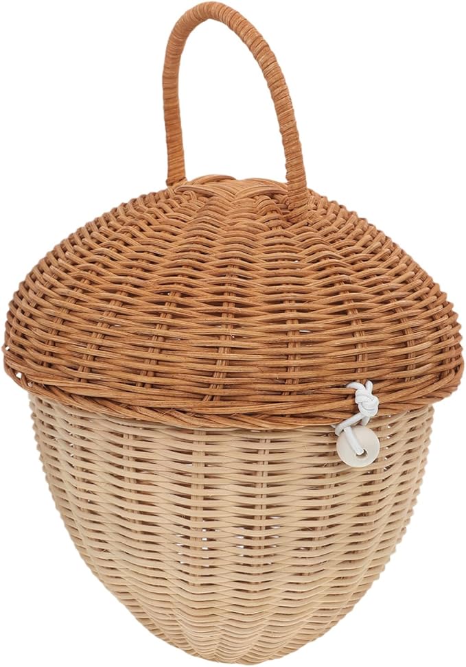 Cabilock Toy Bins for Boys and Girls Rattan Bushel Basket with Lid Boys and Girls Storage Bins Handwoven