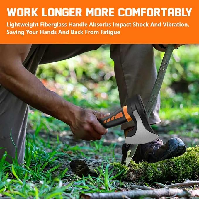 Wood Splitting Maul 15 - 2.25 lb. Splitter Maul Firewood Camp Axe Shock Absorbing Anti-Slip Handle - Splits Wood Better Than Camp Axe or Hatchet - Kindling Splitter