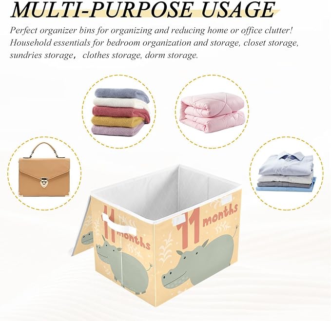 11_months Storage Bin with Lid Collapsible Organizer Bins Storage Box with Lids for Home Studyroom Home Decor