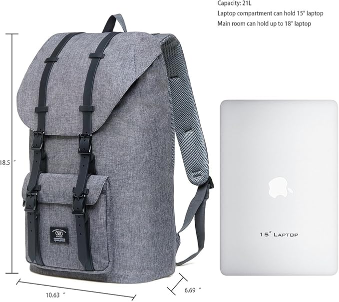 KAUKKO Laptop Outdoor Backpack College Schoolbag Bookbag Travel Hiking Rucksack fits 15-Inch Laptop