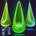 Light Up Kids Pod Swing Seat Upgraded Kids Hanging Hammock Swing with LED Lights Cotton Sensory Pod Swing Chair with Inflatable Pillow Pod Swing for Kids Indoor &amp Outdoor (1 PCS) (Green)
