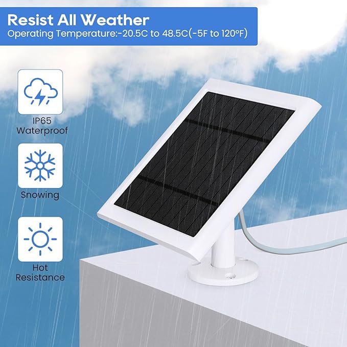 for Ring Doorbell Solar Panel - 4W Charger Compatible with Battery Doorbells Type-C Charging Port 9.84ft Cable