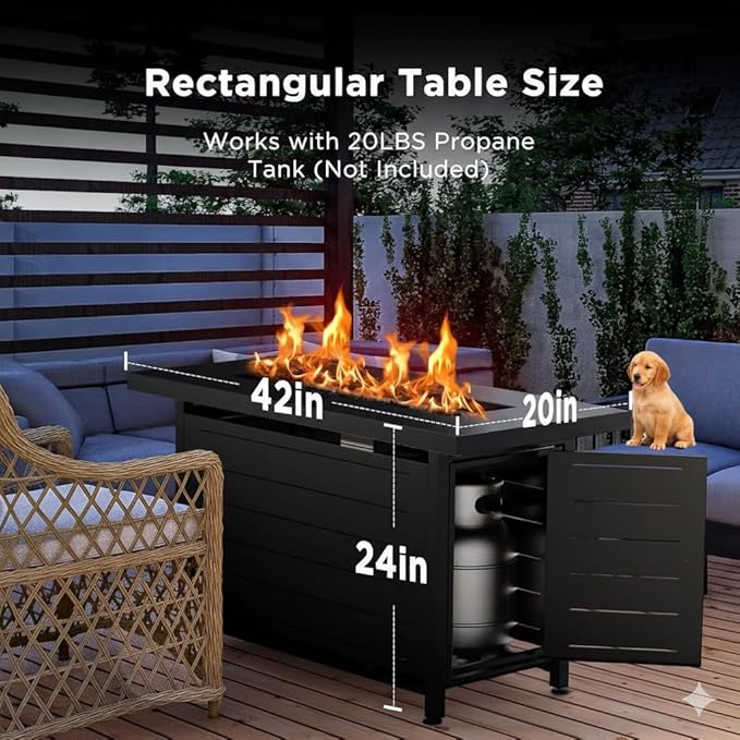 Ciays 42-Inch Gas Fire Pit Table 60000 BTU Propane Fire Pit with Steel Lid &amp Lava Rock – 2 in 1 Fire Pit Table CSA-Listed Adds Warmth to Gatherings &amp Parties on Patio Deck &amp Garden B