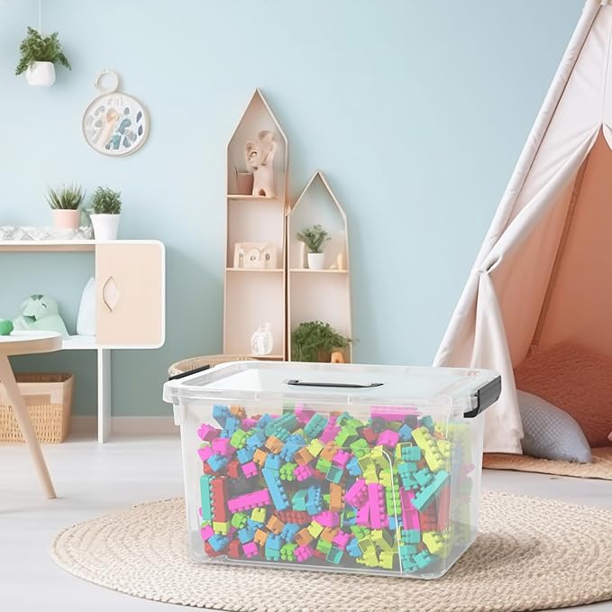 4-Pack 17.5 Quart Clear Storage Box Plastic Storage Bin with Lids