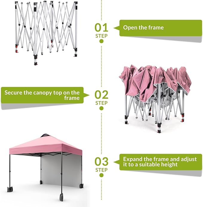 10x10ft Pop Up Canopy Tent with SidewallOutdoor Freestanding Sun Shelter Picnic and CampingInstant Shade Tent with Vented Roof for Beach &amp Events - Includes Storage BagSandbagsStakes&ampRopes