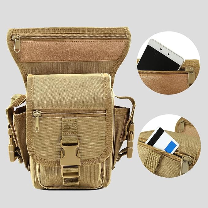 Waterproof Military Tactical Drop Leg Pouch Bag for Men Type B Cross Over Leg Rig Outdoor Bike Cycling Hiking Thigh Bag