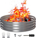 48 Inch Outdoor Fire Pit Ring Round Galvanized Portable Fire Pit for Camping Metal Steel Bonfire Fire Ring for Outside Backyard