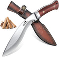 Moontay Fixed Blade Kukri Knife - VG10 Steel Hunting Knife with Sheath Full Tang Survival Knives with Wood Handle for Bushcraft Camping Fishing Hiking BBQ Christmas Gifts for Men and Women