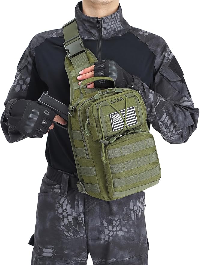 ATBP Tactical Sling Backpack Bag Pack for Men Military One Strap Shoulder Backpack Crossbody Bag With Holster 10 Liters