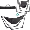 Ainfox Hammock with Foldable Stand 2 in 1 Hammock and Swinging Chair with Carrying Bag Portable Camping Chair Suitable for Outside SwingPatioGardenCamping Trip Grey