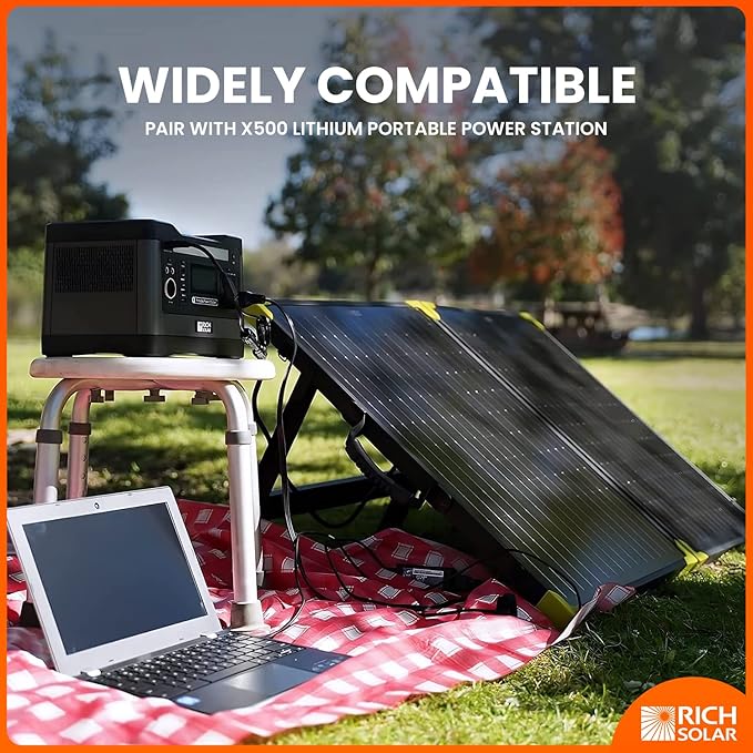 RICH SOLAR 100W Briefcase Solar Charging Kit Portable Solar Panel with 20A Charger Controller Built-in Robust Kickstand (100W+10A Controller)