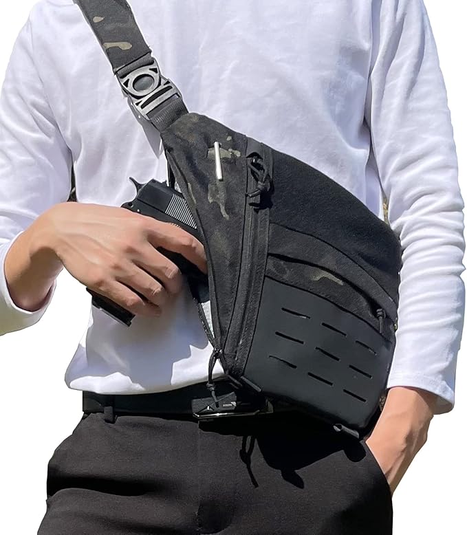 Concealed Carry Sling Bag for Men Chest Holster Bag of Pistols Anti-Thief Crossbody Daypack Personal Pocket Sling Pack