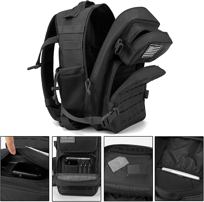 QT&ampQY 25L/45L Military Tactical Backpack For Men Molle Daypack 3 Day Bug Out Bag Hiking Rucksack With Bottle Holder