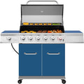 Royal Gourmet GA6402B 6 Burner Propane Gas Grill with Side Burner and Warming Rack 74000 BTUs Cabinet Style Gas BBQ Grill for Barbecue Grilling &amp Backyard Cooking Blue