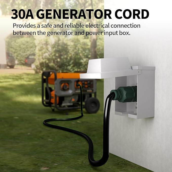 POWGRN 40 FT 30 Amp Generator Extension Cord 4 Prong Heavy Duty NEMA L14-30P to NEMA L14-30R 125/250V 7500W Green 10 Gauge STW Twist Locking House Power Cord 40 Feet Generator Cable