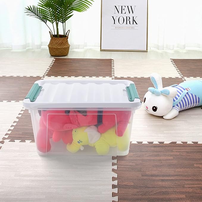 4-pack 20 Quarts Clear Boxes with Lids Plastic Latch Storage Totes