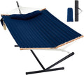 Homgava Two Person Hammock with Stand for Outside Heavy Duty Outdoor Patio Hammock with Portable Steel Stand Large Double Hammocks480lbs Capacity.(Dark Blue)