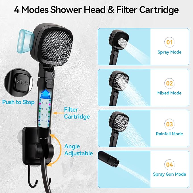 6000mAh Portable Shower for Camping with 2000W Immersion Water Heater – Rechargeable Camp Shower Pump 4-Mode Filtered Head LED Display Outdoor Camping Shower Kit for Travel Pets &amp Car Washing