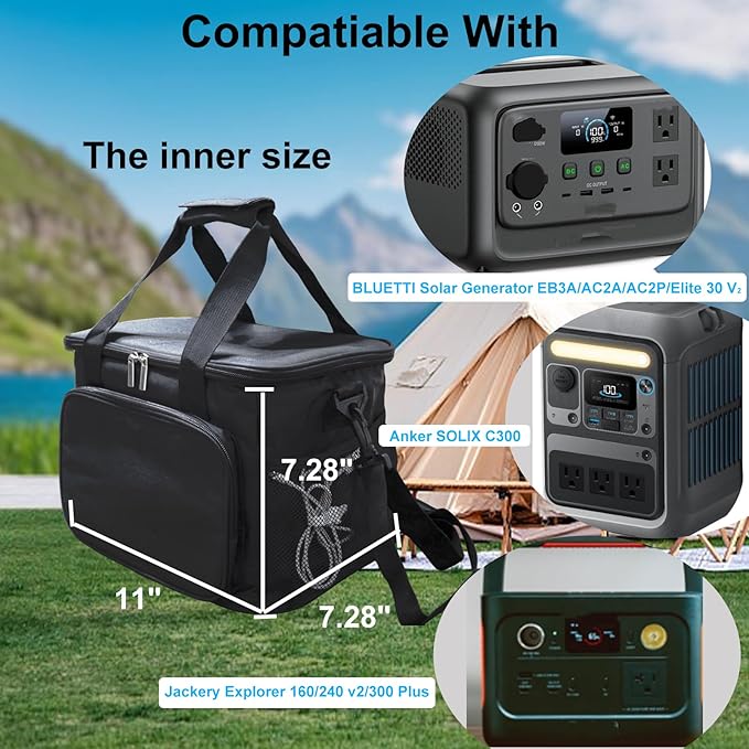 100% Waterproof Storage Station Carrying Case for BLUETTI Elite 30 V2 Compatible with Jackery Explorer 160/240 v2/300 Plus Portable Power Station Carrying Bag Travel Outdoor Bags(Bag Only)