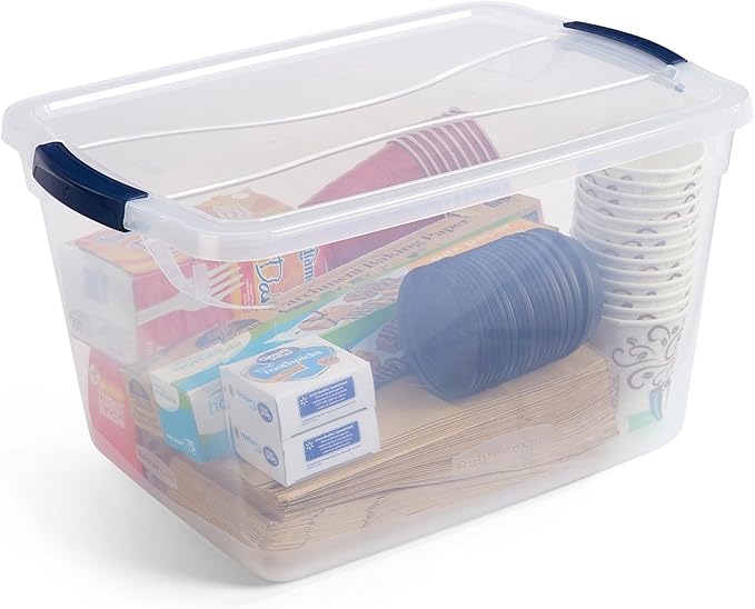 Rubbermaid Cleverstore Clear 32 Qt 6 Pack Stackable Plastic Storage Bins with Lids Great for Closet and Laundry Storage Organizing in the Home