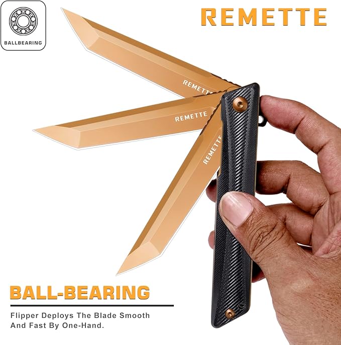 REMETTE Pocket Knife GD22K Flipper Open D2 Steel Tanto Folding knife with Durable G10 HandleMen Women Everyday Carry EDC KnifeSharp Camping Hiking Daily Work Knives