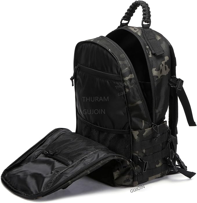 38L Nylon Waterproof Trekking Fishing Hunting Bag Backpack Outdoor Military Rucksacks Tactical Sports Camping Hiking (Camo Black)