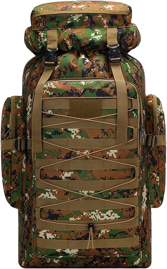 80L Outdoor Camping Backpack for Men Women Large Capacity Polyester Tactical Rucksack Hiking Travel Duffel Bags (D/Multicolor)