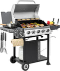 Royal Gourmet GA5406TS 5 Burner Propane Gas Grill with Side Burner and Sear Burner Cart Style Gas BBQ Grill with Porcelain-Enameled Cast Iron Grates for Backyard Cooking Silver &amp Black