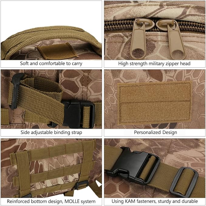 36-55L Military MOLLE Backpack for Men and Women Rucksack Tactical Assault Pack Bag for Hunting Camping Trekking (Jungle Digital)