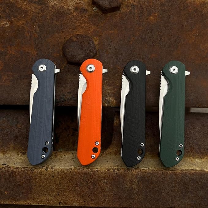 Firebird GANZO FH41S-GY Pocket Folding Knife D2 Steel Blade G10 Anti-Slip Handle with Clip Fishing Hunting Camping Outdoor Flipper EDC Pocket Knife Best Gift for Men and Women (Grey)