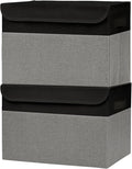 Bagnizer Large 42 Quarts Fabric Storage Bins with Lids [2-Pack] Linen Collapsible Foldable Storage Cubes Closet Organizer Containers boxes with Handles for Home Office (16.7 x 12 x 12 Black &amp Gr