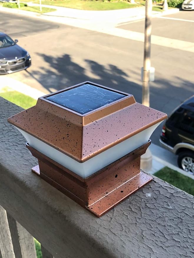 8 Pack Solar Powered Copper Outdoor Garden Deck Patio Fence Pathway Post Light (PL244A Copper - 2 SMD LED)