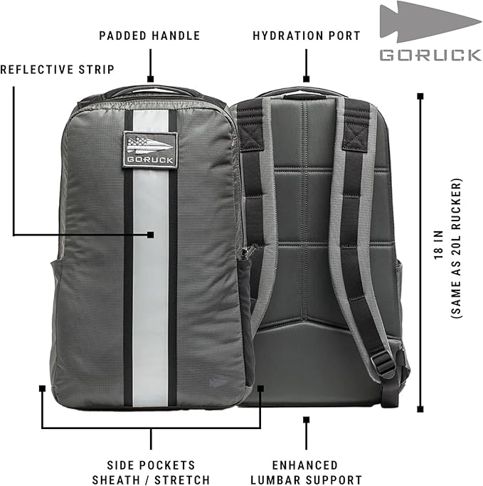 GORUCK Basic Rucker 17L Tactical Backpack (Armored Grey) Bundle with 20LB Ruck Plate – Durable Rucksack &amp MOLLE Daypack – Military Grade Training Gear for Hiking &amp Fitness