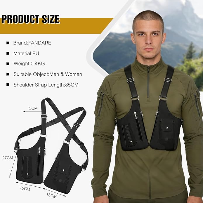 FANDARE Anti-Theft Underarm Chest Bag Double Shoulder Armpit Holster Tactical Sling Ba