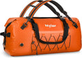 60L Waterproof Duffel Bag Motorcycle Dry Bag Backpack Heavy-Duty Roll-Top Waterproof Bag with Sealed Seams &amp Waterproof Zipper for Riding Kayaking Camping &amp Travel (Orange)