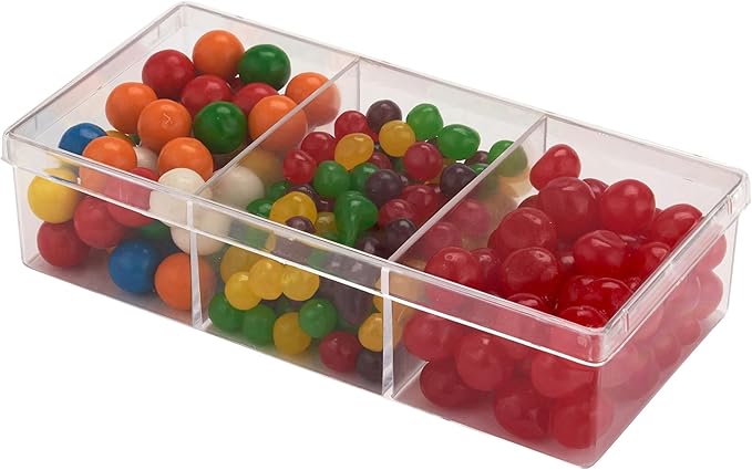 Pioneer Plastics 182C Clear Rectangular Plastic Container with Dividers 6.75 W x 3.1875 D x 1.625 H Pack of 4