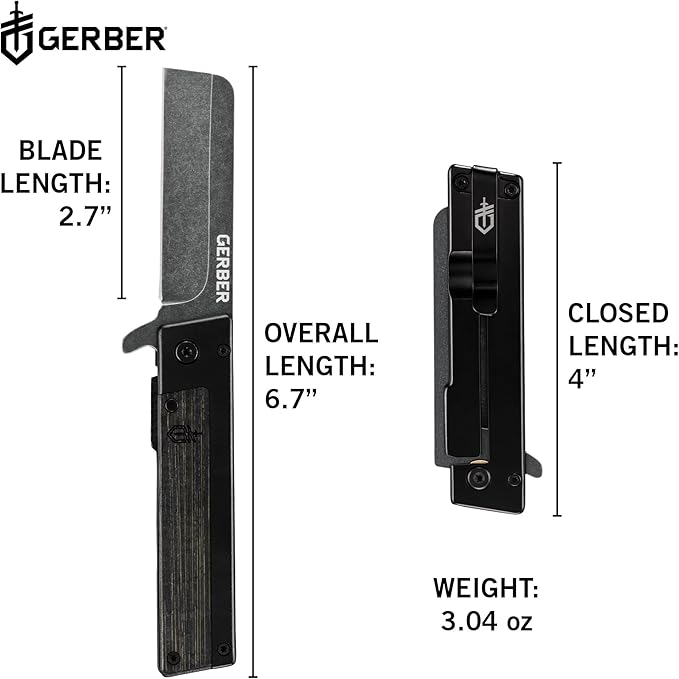Gerber Gear Quadrant Clip Folding Pocket Knife EDC Plain Edge Flipper Knife with Pocket Clip Gifts for Men Stainless Steel Survival Tool Black Bamboo