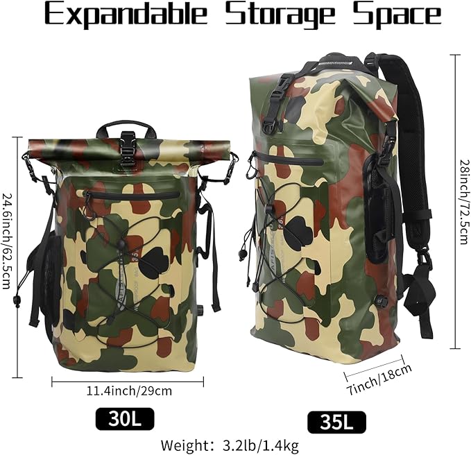 Waterproof Backpack for Men and Women - Roll-Top Floating Dry Bag Backpack for Kayaking Rafting Boating Beach (Black)