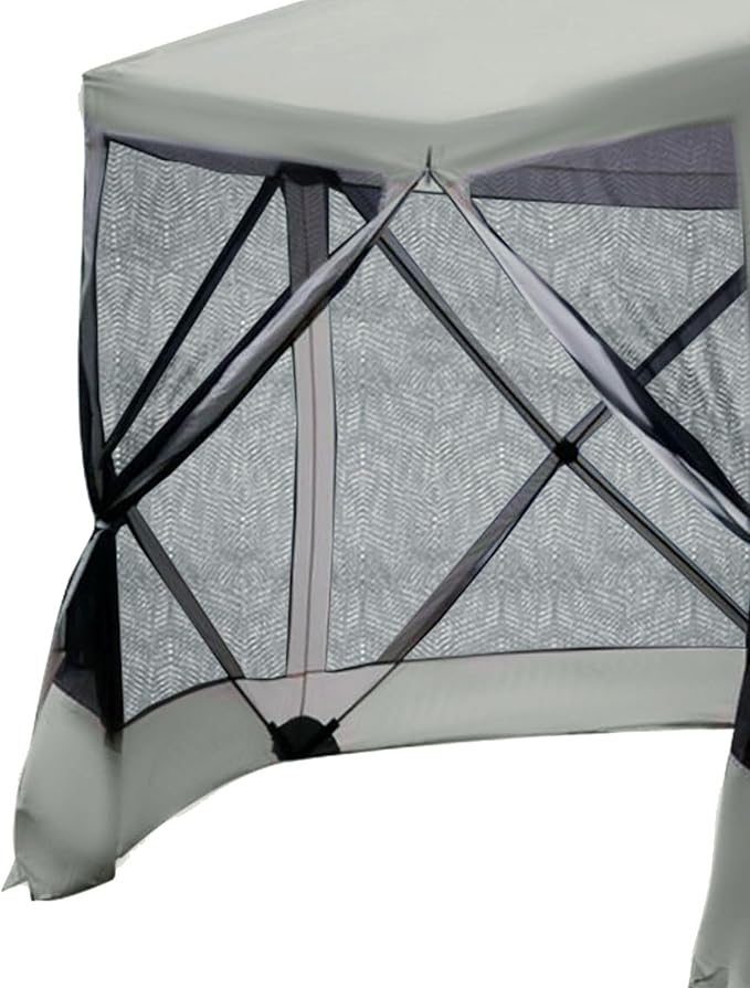 6SidedHexagonPopUpTentBreathableMeshNettingBeigePolyesterDurableMeshNettingWaterResistantEasySetupReinforcedPolesUVResistantPortable100PercentPolyester