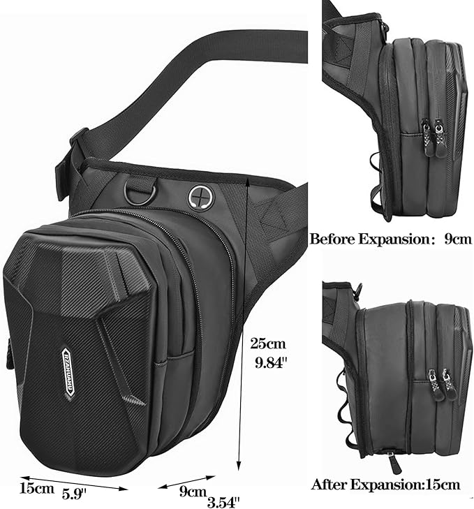 Hebetag Motorcycle Cycling Drop Leg Bag Oxford Waist Pack for Men Women Bum Hip Fanny Belt Purse Pouch Outdoor Travel Sports Hiking Bike Riding Thigh Daypack