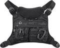 DEYACE Chest Bag For Men Tactical Inspired Sports Utility Chest Pack EDC Pouch Bag With Built-In Phone Holder for Workouts Running Cycling Black